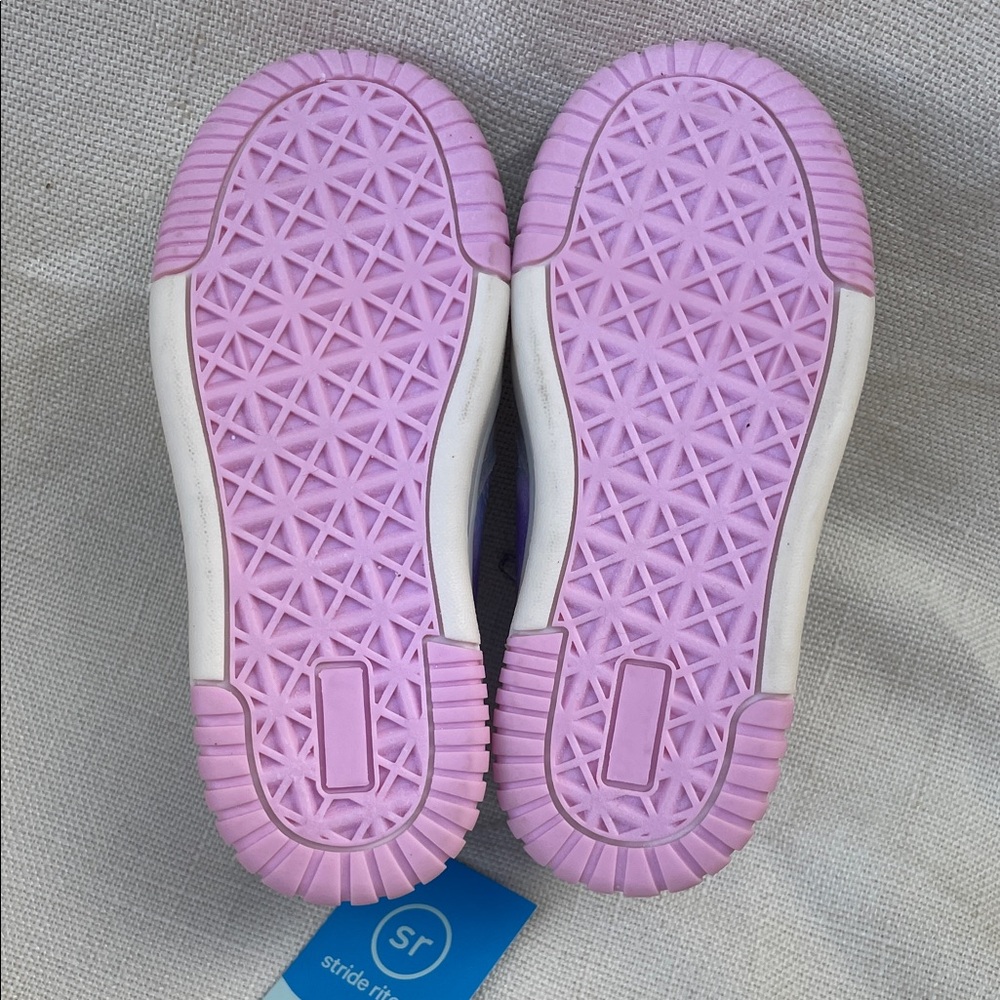 Stride Rite Girls 10 NWT Silver High-Top Sneakers Pink Accents & Heart Cutouts - Picture 7 of 13
